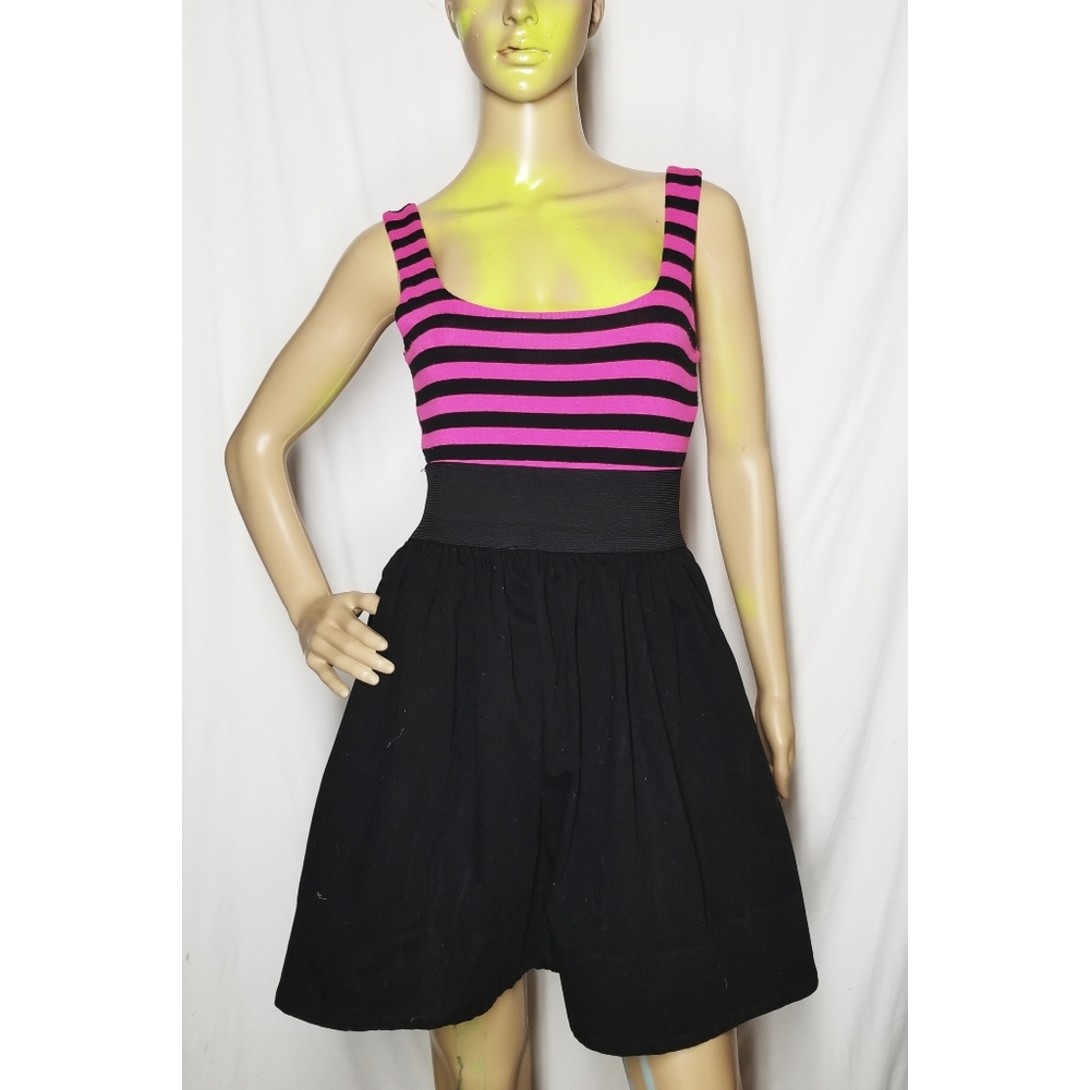 AQUA black and pink dress XS